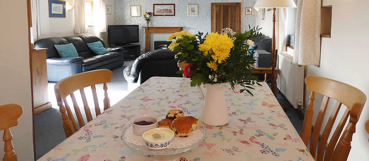 Dining area and lounge, Moorview Cottage